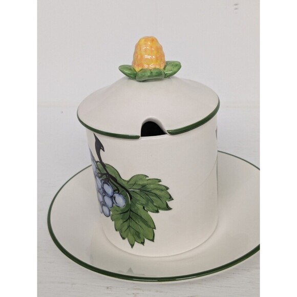 Rare Tiffany & Co. Este Ceramiche Hand Painted Large Fruit Design Honey/Jam Jar - Picture 4 of 11